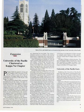 Expansion: University of the Pacific Chartered as Kappa Nu Chapter